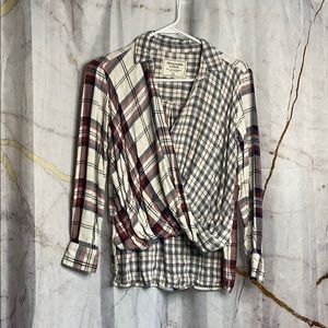 Twisted plaid blouse